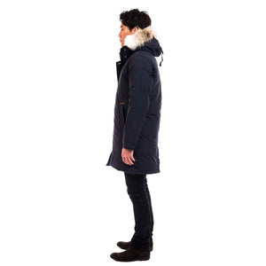 Outdoor Survival Canada OSC Men's Nevluk -40 Down Parkas Cold Lake Blue Left Side View On Model | ScoutTech Outfitters