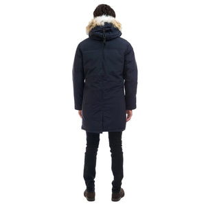 Outdoor Survival Canada OSC Men's Nevluk -40°C/F Down Parkas in Cold Lake Blue Back View on Model | ScoutTech Outfitters Mississauga