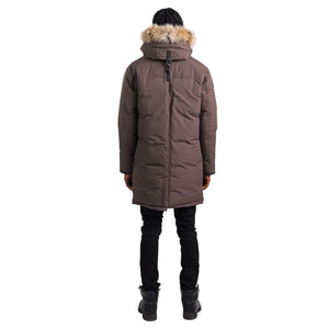 Outdoor Survival Canada OSC Men's Nevluk -40 Down Parkas in Steel Grey Back View on Model | ScoutTech Outfitters