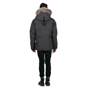 Outdoor Survival Canada OSC Men's Nyik -20C Down Parka in Orca Black Full Rear View on Model | ScoutTech Mississauga