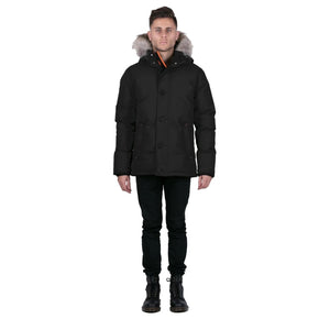 Outdoor Survival Canada OSC Men's Nyik -40C/F Down Parka in Orca Black Front View on Model | ScoutTech Outfitters