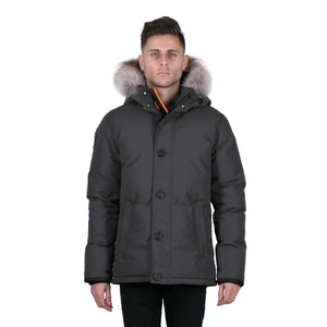 Outdoor Survival Canada OSC Men's Nyik -40C/F Down Parka in Orca Black Front View on Model | ScoutTech Outfitters