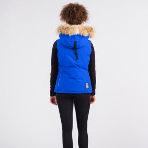 Outdoor Survival Canada OSC Miki Women's -40° Down Vest in Arctic Blue on a Model Back View | ScoutTech Outfitters