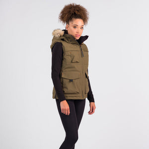 Outdoor Survival Canada OSC Miki Women's -40° Down Vest in Military Green Side View | ScoutTech Outfitters Mississauga Store