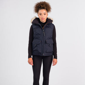 Outdoor Survival Canada OSC Miki Women's -40° Down Vest in Cold Lake Blue on Model Front View | ScoutTech Outfitters