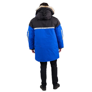 Outdoor Survival Canada OSC Unisex Mission -60°C Expedition Down Parka  Back View in Blue - ScoutTech