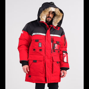Outdoor Survival Canada OSC Unisex Mission -60°C Expedition Down Parka Front Hooded View - ScoutTech Outfitters