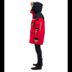 Outdoor Survival Canada OSC Unisex -60C Mission Expedition Down Parkas in Red Left Side View | ScoutTech Outfitters Retail Store