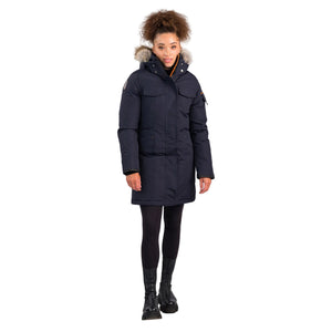 Outdoor Survival Canada OSC Women's Jaci -40C/F Down Parka in Cold Lake Blue on Model Front View | ScoutTech Outfitters Mississauga Store