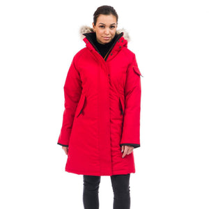 Outdoor Survival Canada OSC Women's Karima -40 Down Parka in Red Alert Front View | ScoutTech Outfitters