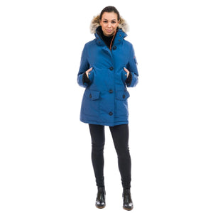 Outdoor Survival Canada OSC Women's Kasa -40 Down Parka Indigo Blue on Model Showing Front | ScoutTech Outfitters 
