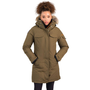 Outdoor Survival Canada OSC Women's Jaci -20C Down Parka in Military Green on Model Front View | ScoutTech Outfitters Mississauga Store