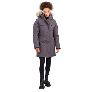 Outdoor Survival Canada OSC Women's Jaci -40C/F Down Parka in Charcoal Grey on Model Front View | ScoutTech Outfitters 