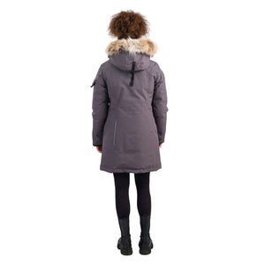 Outdoor Survival Canada OSC Women's Jaci -40C/F Down Parka on Model in Charcoal Grey Back View | ScoutTech Mississauga