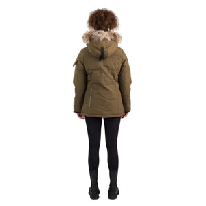 Outdoor Survival Canada OSC Women's Nukka -40 Down Parka in Military Green on Model Back View | ScoutTech Outfitters Mississauga Store