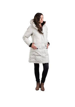 Outdoor Survival Canada OSC Women's Siku -40 Down Parka in Opal Front View on a Model | ScoutTech Outfitters