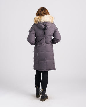 Outdoor Survival Canada OSC Women's Siku -40 Parka in Charcoal Grey Back View on Model | ScoutTech