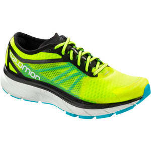 Salomon Men's Sonic RA Running Shoes in Yellow Black and Bluebird View of Toe | ScoutTech Outfitters
