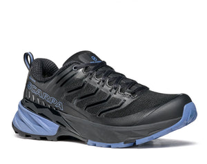 Scarpa Womens Rush GTX Waterproof Hiking Shoes in Black and Lavender Side View | ScoutTech Mississauga Store