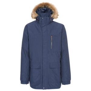 Trespass Men's Armando Waterproof Insulated Winter Parkas in Navy Blue with Faux Fur Hood | ScoutTech Outfitters Mississauga Store