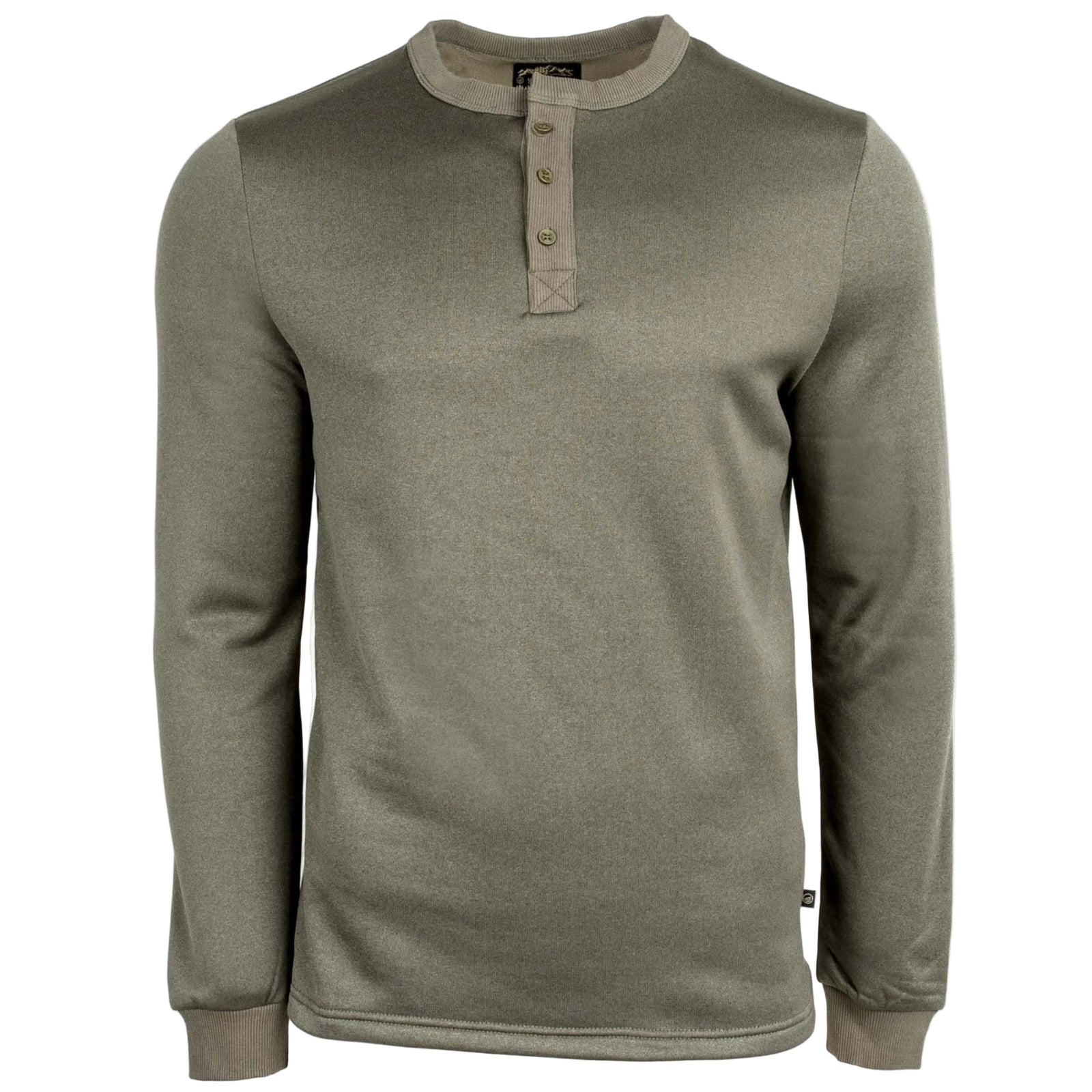 United By Blue Mens Polartec Fleece Henley Long Sleeve Shirts in Olive Green with 3 Bottons Closure and Ribbed Wrist Cuffs Size Small | ScoutTech Outfitters