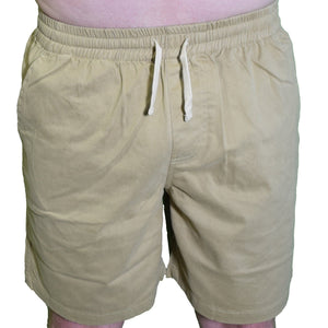 United By Blue Mens Spence Cotton Stretch Athletic Shorts in Khaki Front | ScoutTech Outfitters