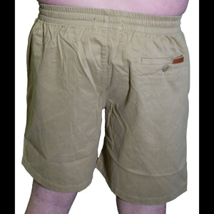 United By Blue Mens Spence Cotton Stretch Athletic Shorts in Khaki Rear | ScoutTech Outfitters