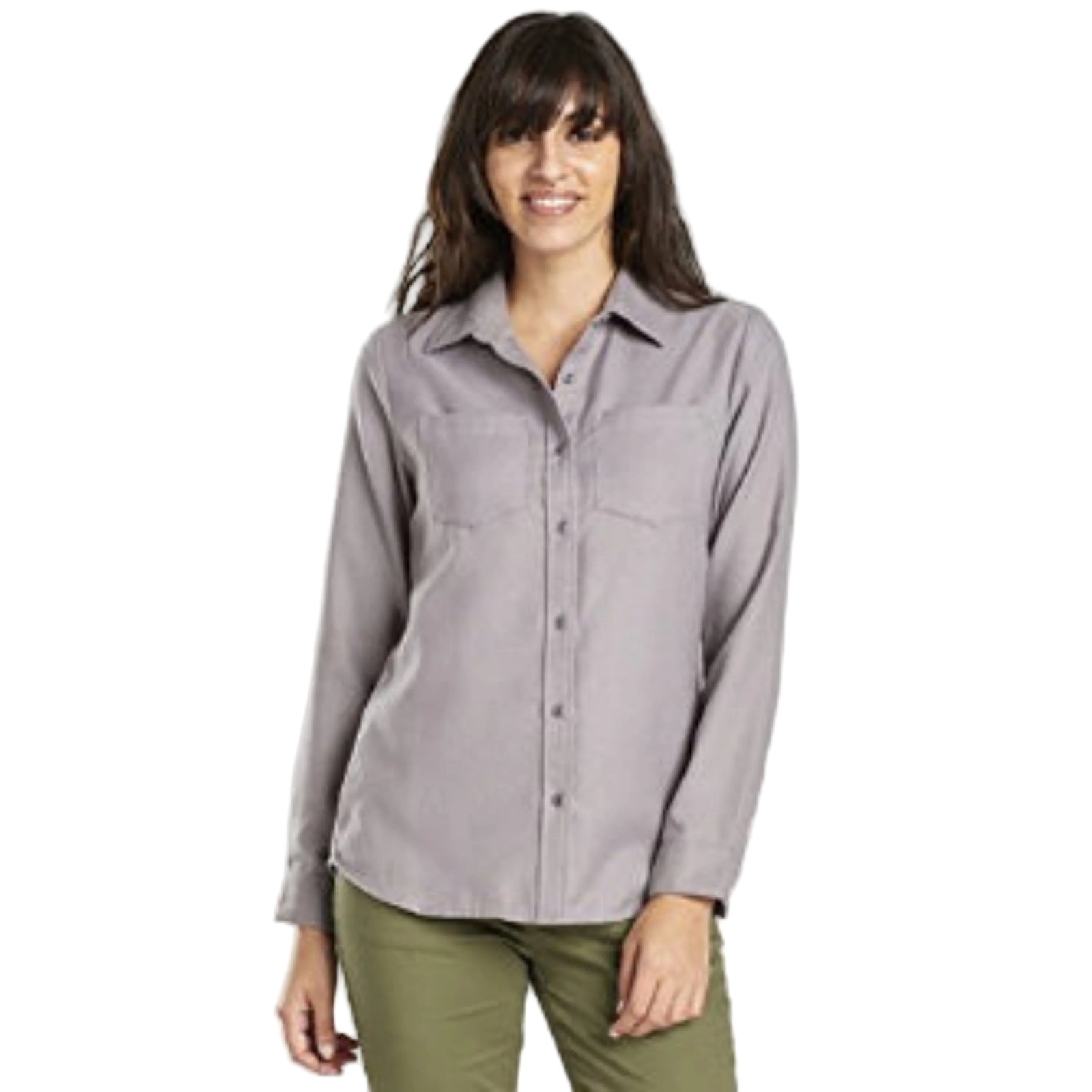 United By Blue Women's Pinedale Wool Blend Long Sleeve Button Up Collared Shirts in Grey | ScoutTech Outfitters Mississauga Store