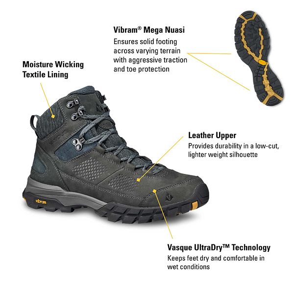 Vasque Men's Talus AT Mid UltraDry Waterproof Hiking Boots - ScoutTech Outfitters