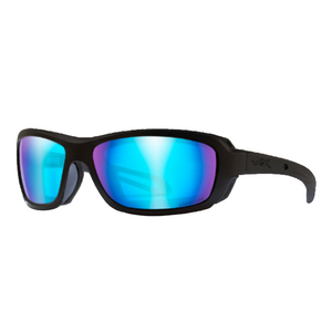 WILEY X WAVE Polarized Sunglasses with Removable Facial Cavity Seal Blue Captivate Lenses with Matte Black Frames | ScoutTech Outfitters