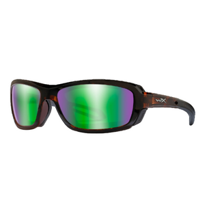 WILEY X WAVE Polarized Sunglasses with Removable Facial Cavity Seal Green Mirror Lenses with Tortoise Frames Unisex | ScoutTech Outfitters