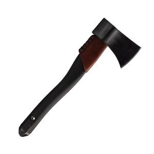 Woox AX1 Axe in Phantom Black  Octagonal Appalachian Hickory Wooden Handle, Forged Black Carbon Steel Blade and Brown Leather Collar Right Side View | ScoutTech Outfitters Mississauga Store