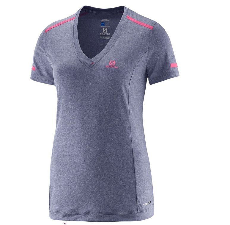 Salomon Women's Park Tee V-Neck Running Shirts - ScoutTech